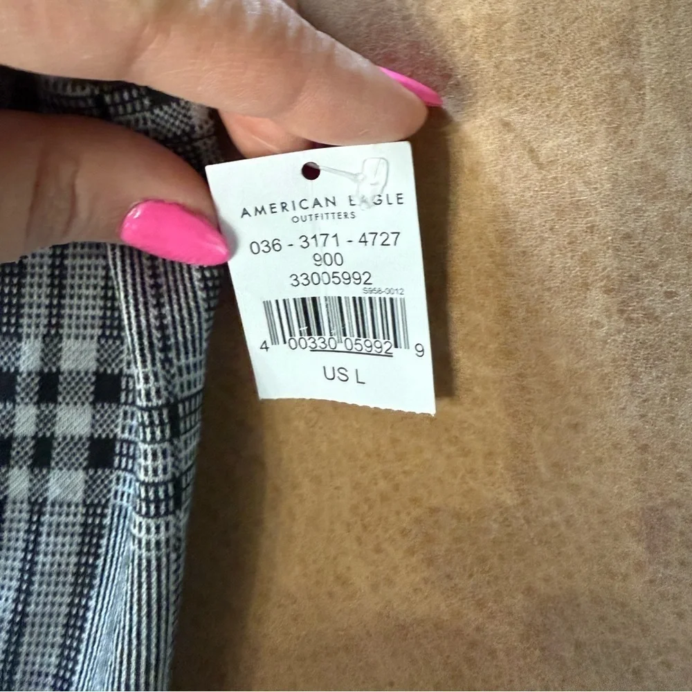 NWT American Eagle Gray Plaid Tube Top Size Large